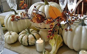 Thanksgiving Tablescape...Burlap and White Pumpkins
